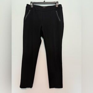 J. McLaughlin Ponte Pull On Ankle Pants Womens 10 Black Zip Front Pockets